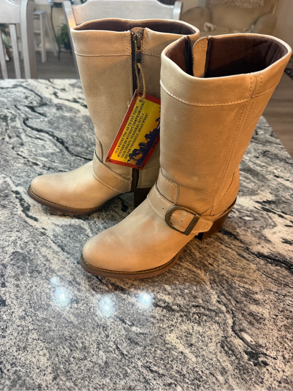 Durango Light Taupe Women’s lMid-Calf Buckle Cowboy Boots RD9411 New Size 6.5M
